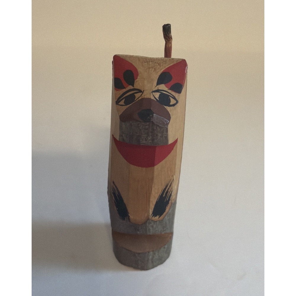 Japanese Wooden Carved Dog Figure Hand Made Folk Art Craft Wood Carving